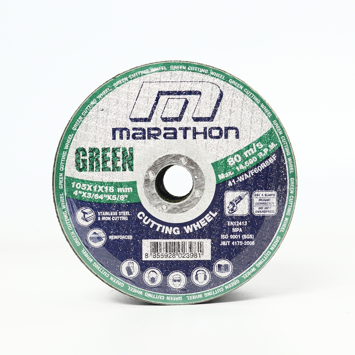 MARATHON ใบตัดไฟเบอร์ 4 นิ้ว x 1 มม. บางพิเศษ สีเขียว มาราธอน