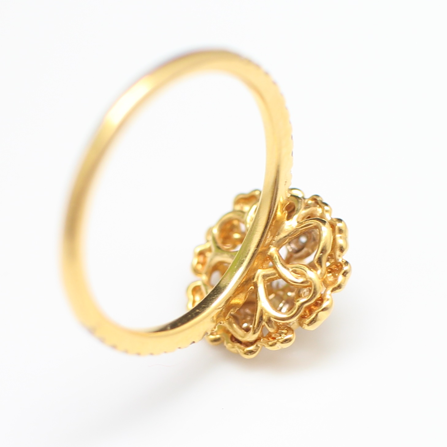 RG250216 แหวนเพชรหัวใจ Jubilee เพชรเม็ดกลาง 0.10 กะรัต ล้อมเพชร 0.24 กะรัต ทองแท้ 18k นน.รวม 3 กรัม ขนาดแหวน 50