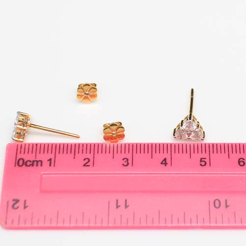 ER25061 ต่างหูเพชรมิตซู เพชรแท้ 6 เม็ด 0.98 กะรัต ทองแท้ 90% นน.รวม 3 กรัม เพชรไฟดี