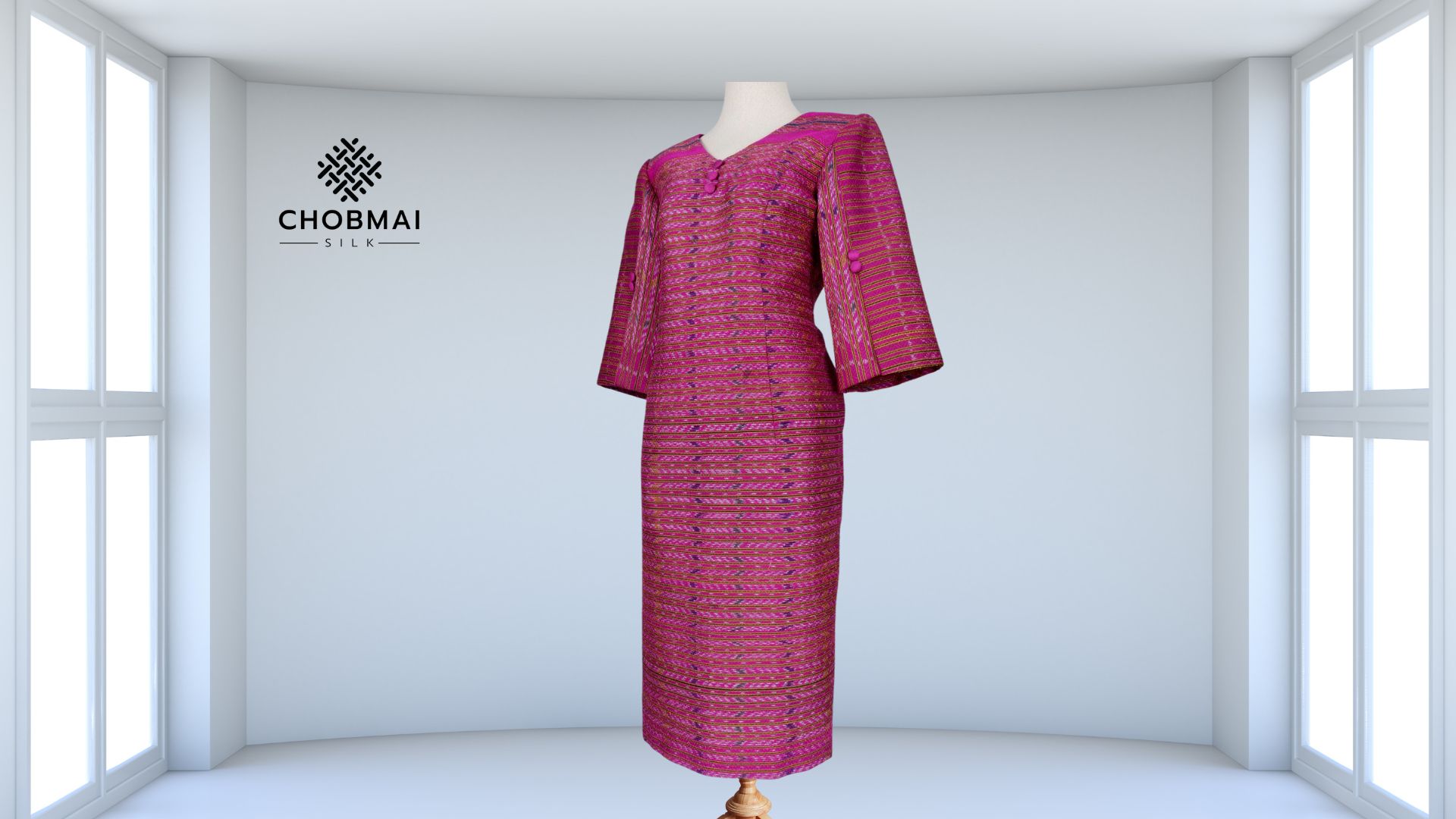 แบบตัดชุด เดรสผ้าไหม (ไม่รวมผ้า) chobmai x PT รหัส CUT-PT-10276613