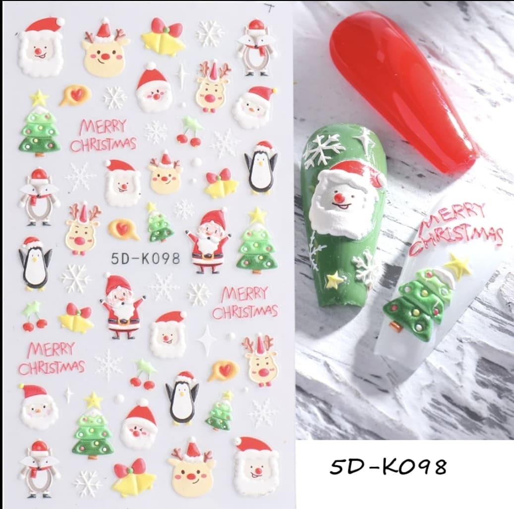 สติ๊กเกอร์แต่งเล็บ สติ๊กเกอร์ติดเล็บ สติ๊กเกอร์5D ต้อนรับวันคริสต์มาส นูน สวย สมจริง!!