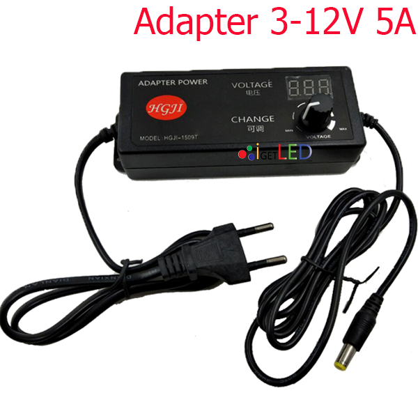 AC / DC อะแดปเตอร์ ปรับโวลท์ได้ 3.5 - 12V มี Volt Meter ในตัว Adapter 3.5 -12V ขนาดแจ๊ค 5.5 x 2.1MM หม้อแปลง อแดปเตอร์แปลงไฟ AC/DC Adjustable Power Adapter Supply 3.5 -12V 5A 60W Speed Control Volt Display