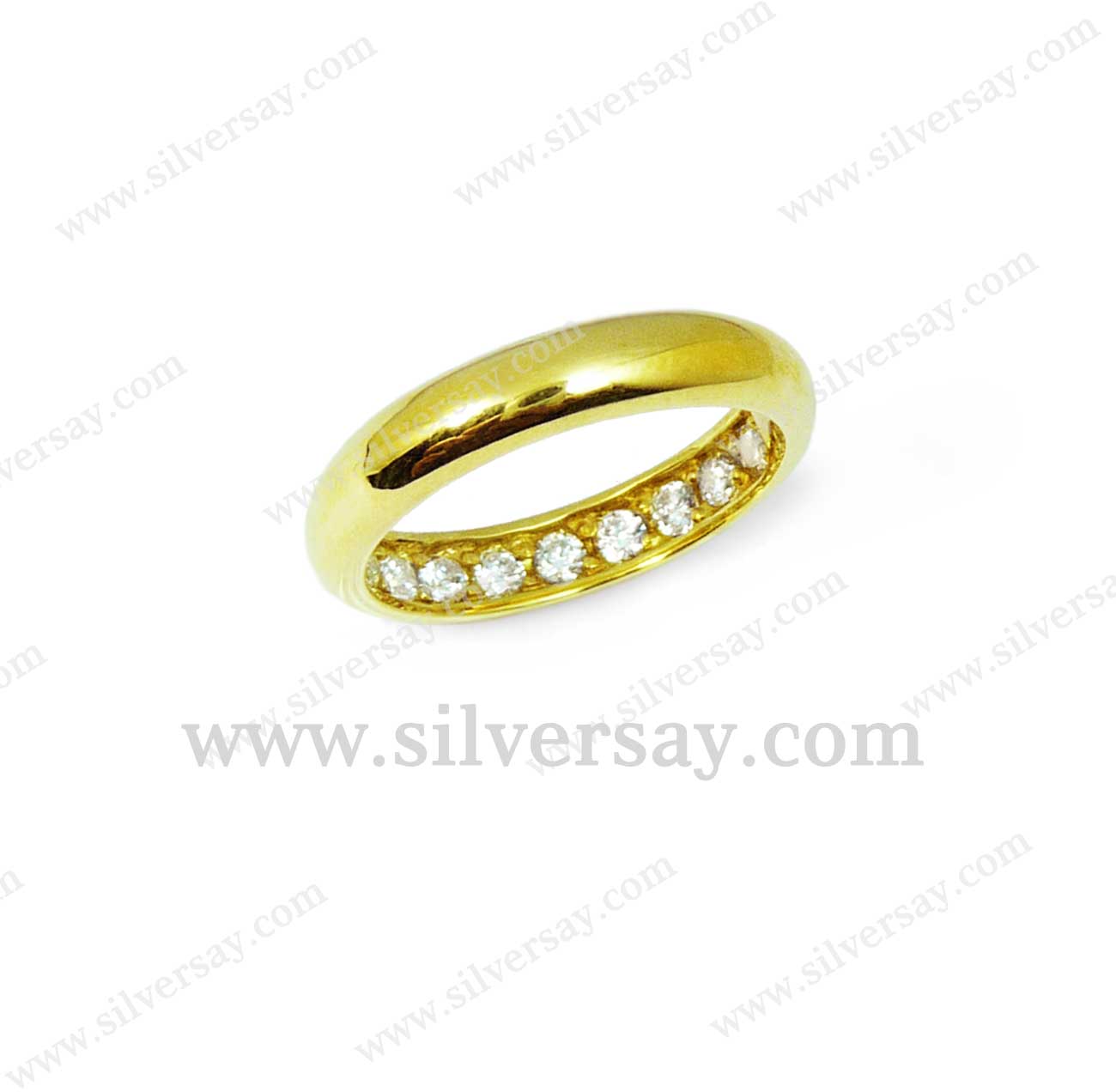 แหวนแก้เคล็ดซ่อนเพชรเก้าเม็ด/คลาสสิค-วงหนา/สีทองคำ22k