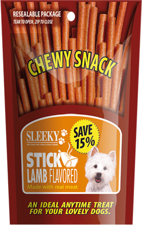 ขนมสุนัข SLEEKY ชิววี่สแน็ค รสแกะ (แบบแท่ง-ห่อใหญ่ 175 กรัม)