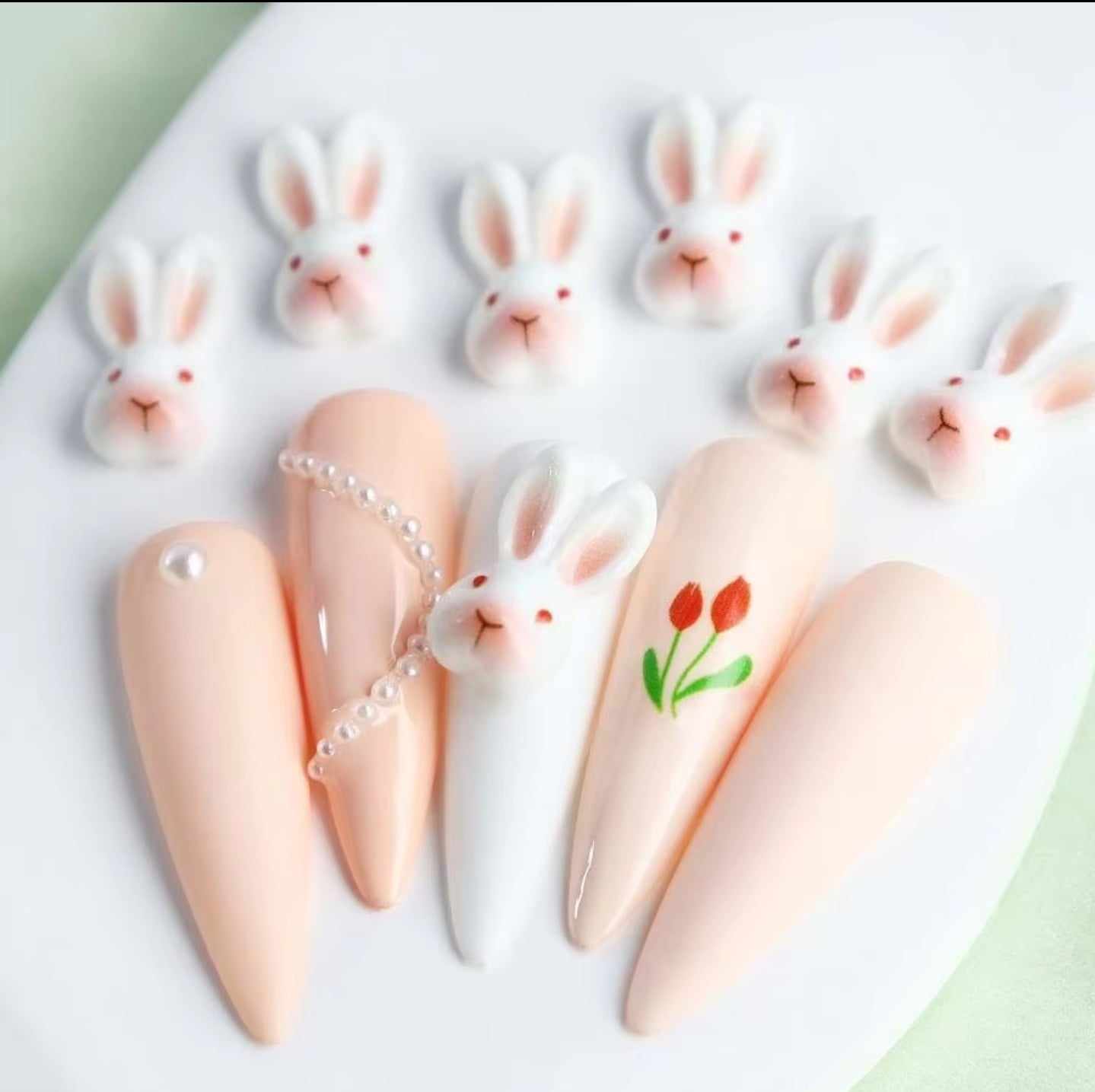 อะไหล่ติดเล็บ เครื่องประดับตกแต่งเล็บ รูปกระต่ายน้อย 20ชิ้น/แพ็ก
