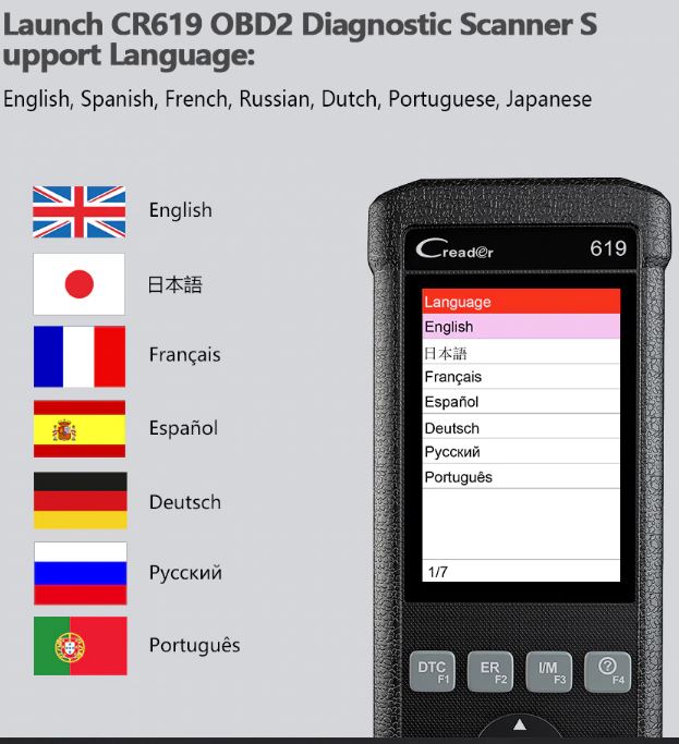 Launch OBD2 Automotive Scanner CR619 Engine ABS SRS O2 Sensor Monitoring Creader Tool ODB2 Auto Scanner OBD Car Diagnostic Tool