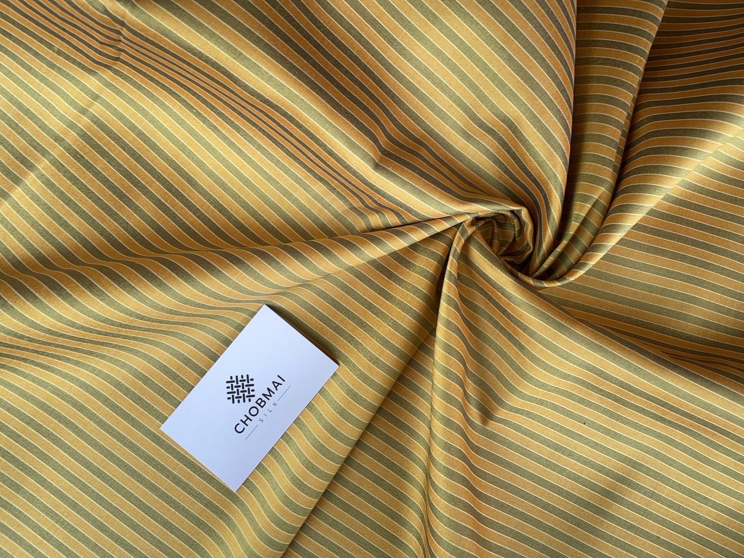 ผ้าไหม ลายริ้ว ไหมแท้ multicolor สีเหลืองทอง (ราคาต่อเมตร) รหัส MC-76-P4516