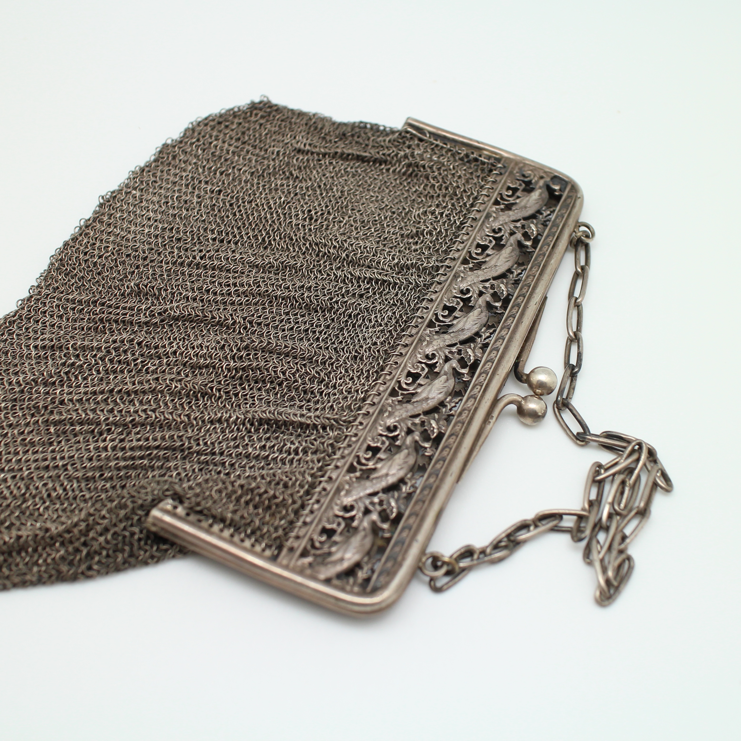 SI276 กระเป๋าเงินถักขอบนกยูง เงินแท้ 92.5% นน. 326.6 กรัม