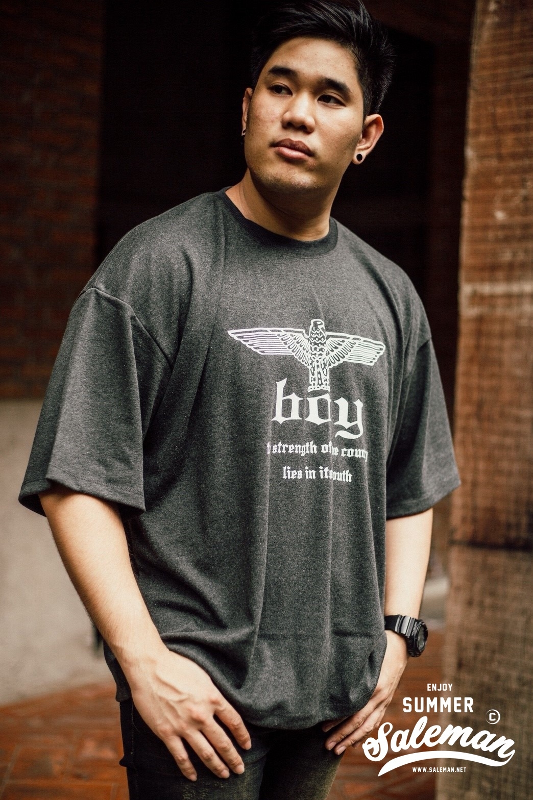 เสื้อยืด Boy สีเทาเข้ม-108-2