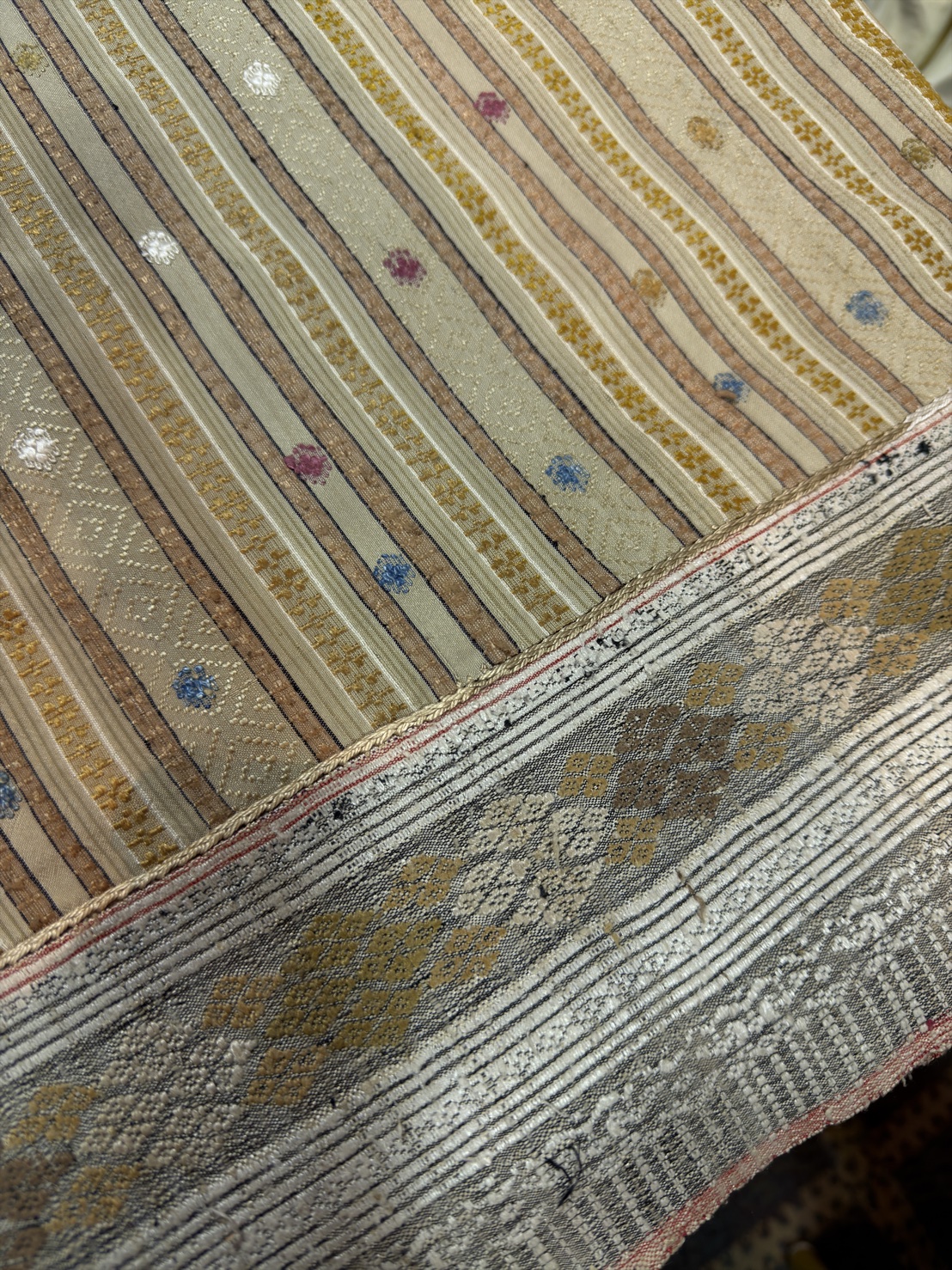 ซิ่นขิดไหม ต่อหัว ต่อเชิง ขนาด1x2เมตร สีเหลืองทองนวล รหัส R4F-155-1246812