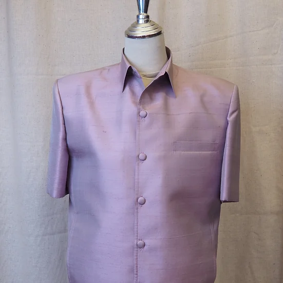เสื้อซาฟารี คอปก ผ้าพื้น เฉดสีม่วงอ่อน รหัส DS-CT100777
