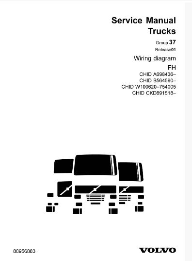 คู่มือซ่อม วงจรไฟฟ้า Wiring diagram Trucks Group 37 Release 01 FH CHID A698436, CHID B564590, CHID W100620–754005, CHID CKD891518 (ข้อมูลทั่วไป ค่าสเปคต่างๆ วงจรไฟฟ้า วงจรไฮดรอลิกส์)