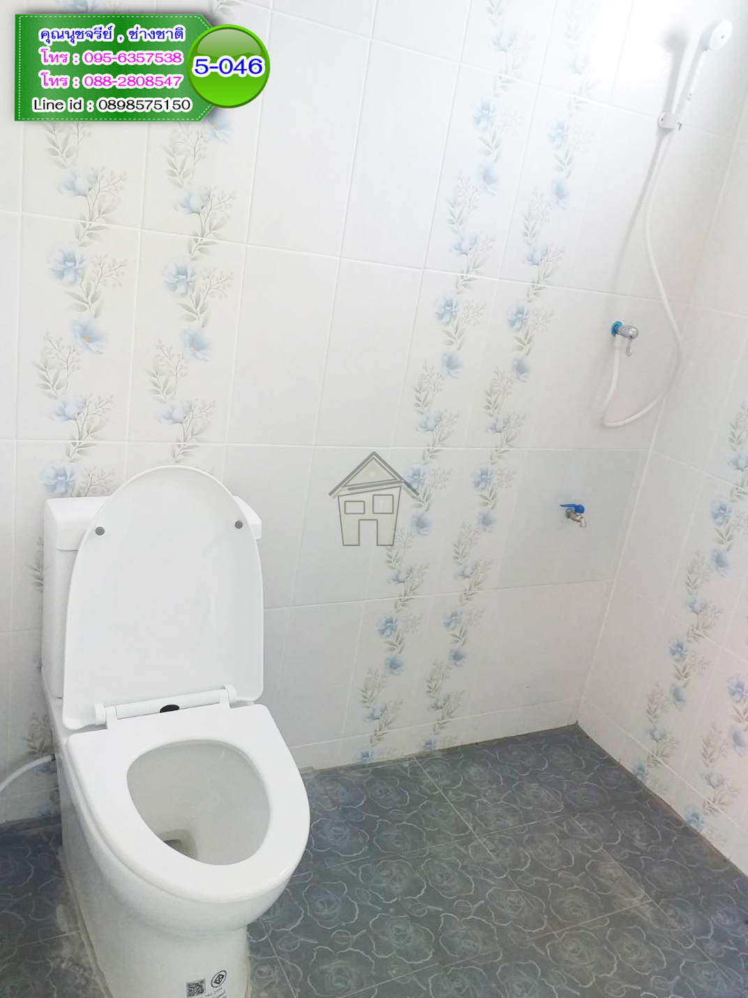 5-046 - บ้านน็อคดาวน์สองชั้นสีฟ้า - หลังใหญ่ - ทรงจั่วมุกซ้อน