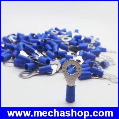 100 ชิ้น ขั้วต่อหางปลาสายไฟ หางปลากลม แบบหุ้ม Cold-pressed terminal RVS2-4 ขนาดสายไฟ 8/4.3 sq.mm