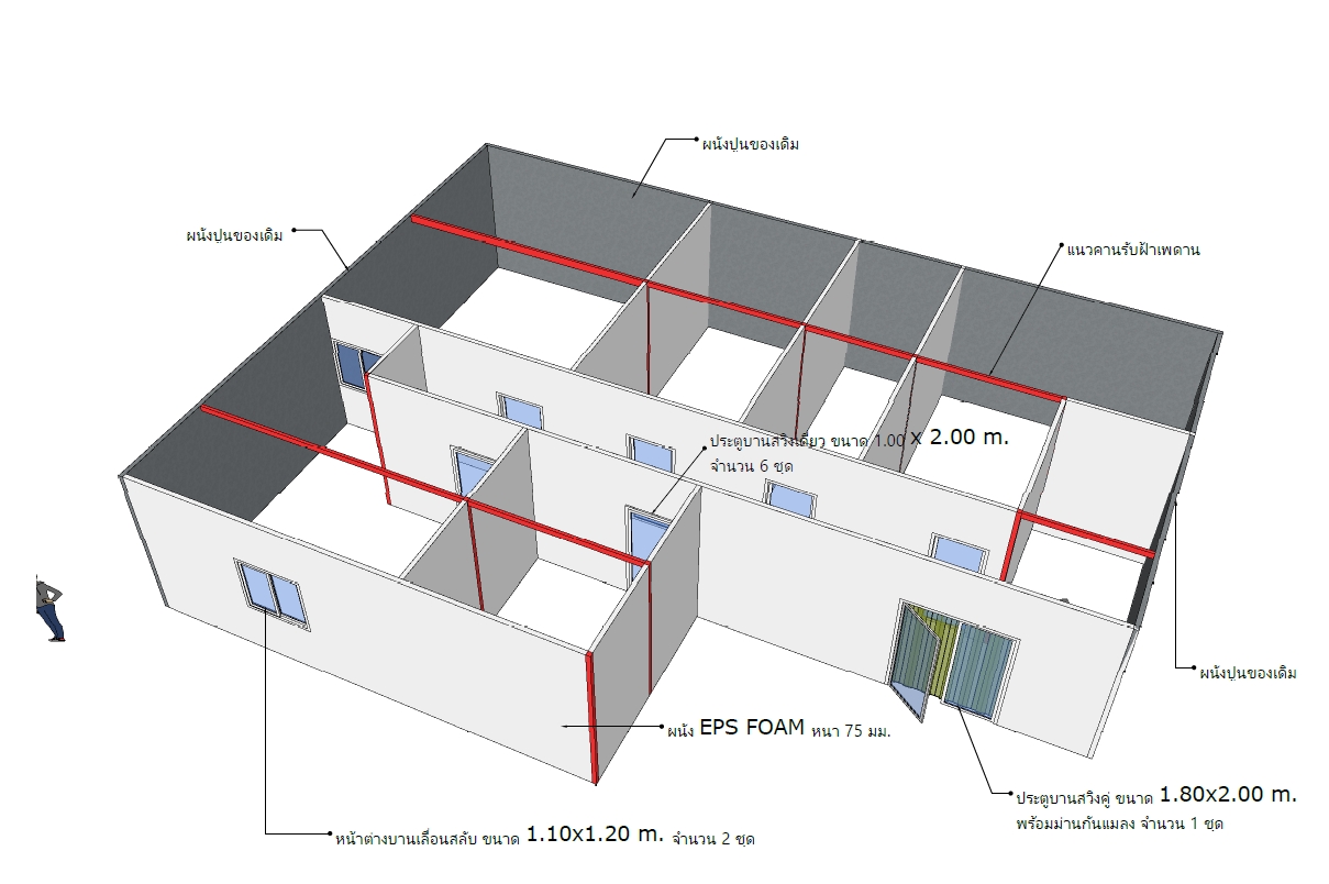 งานกั้นห้อง งานต่อเติม ห้องเก็บอุณหภูมิ ห้องบรรจุครีม ขนาด 4.00x8.00 เมตร