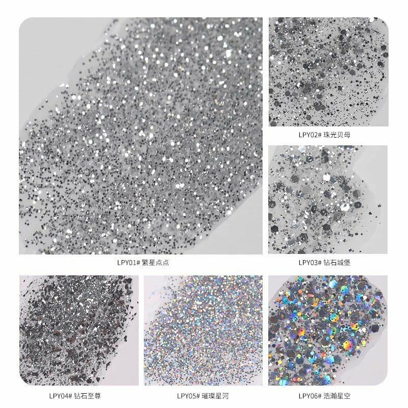 สีเจลกากเพชรแน่นๆ สีเงิน,ทอง สีเจลกลิตเตอร์ วิ้งตาแตก สีแฟลชเล่นแสง สไตล์เกาหลี เกรดพรีเมียม