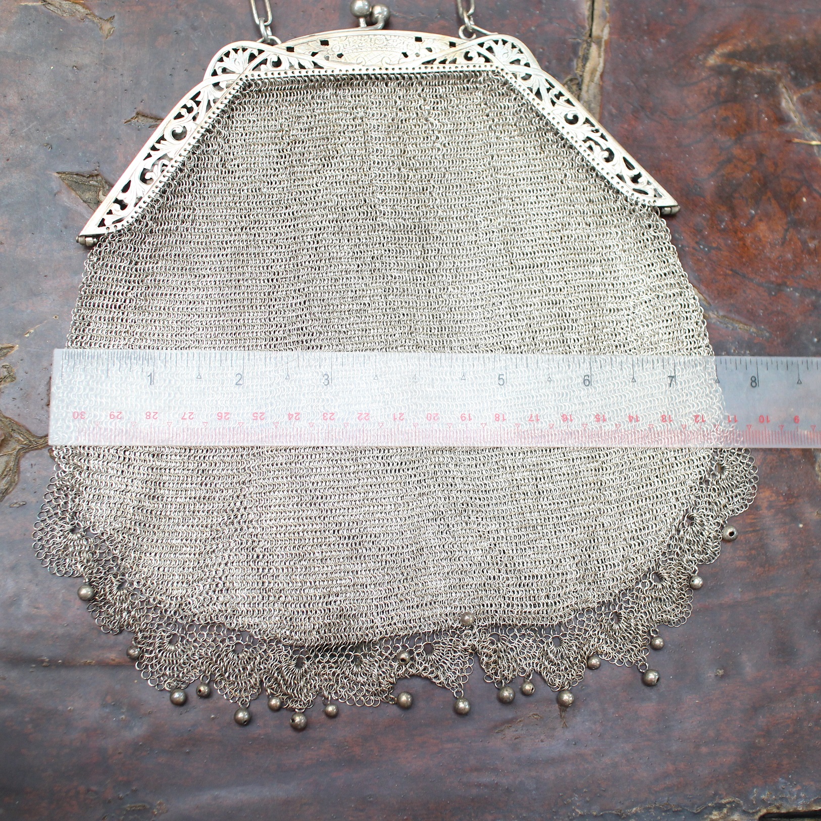 SI336 กระเป๋าเงินถัก เงินแท้ 92.5% นน. 278 กรัม ขนาด 7.5*8 นิ้ว ไม่รวมสาย