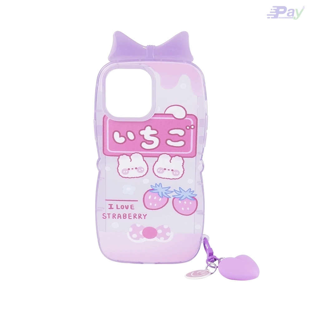 เคสโทรศัพท์ iPhone เคสมีโบว์ พร้อมพวงกุญแจรูปหัวใจ กันกระแทก สำหรับ11/12/12Pro/13/13ProMax