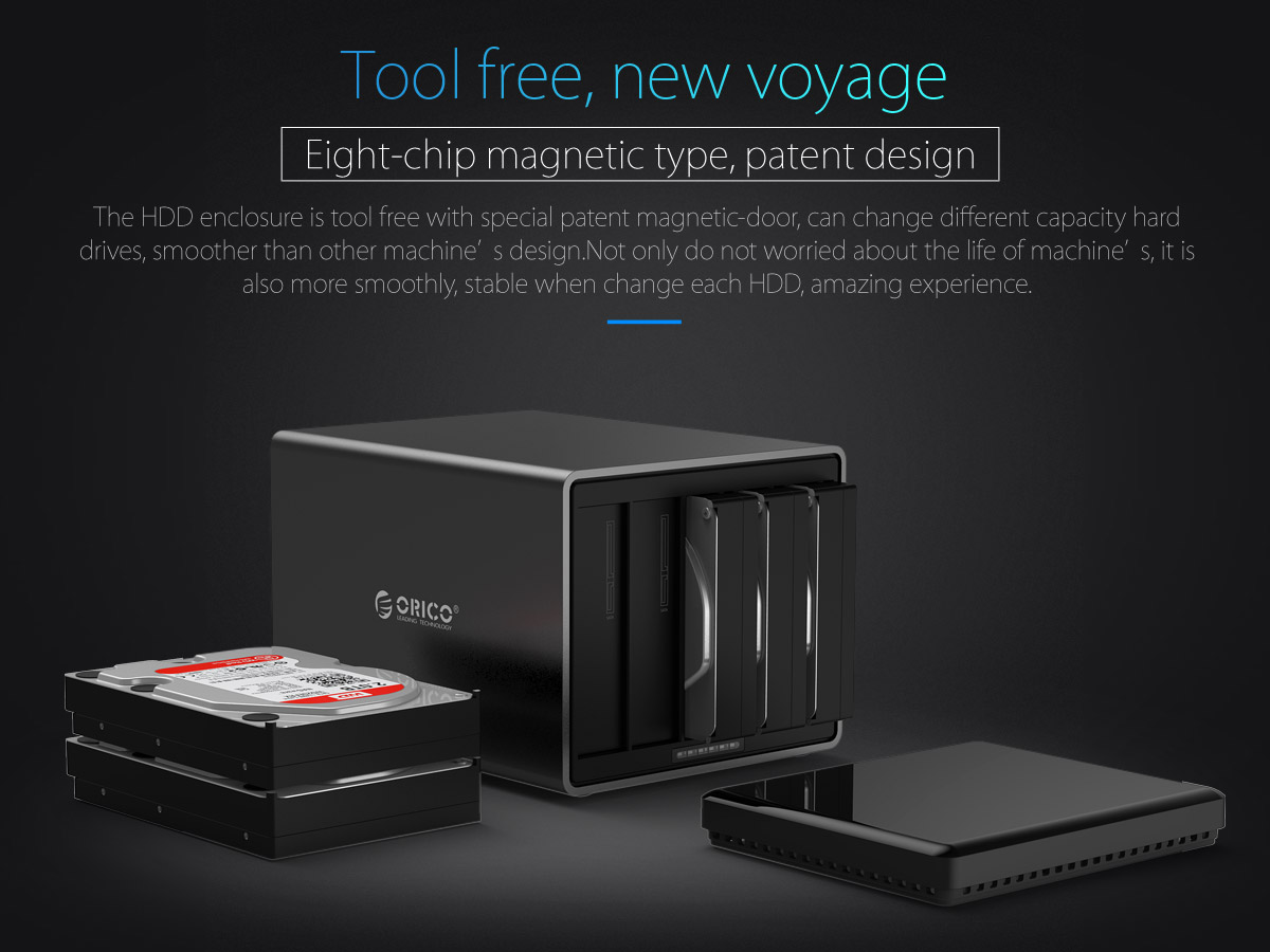 ORICO 5 Bay Type-C Hard Drive Enclosure with Raid (NS500RC3)