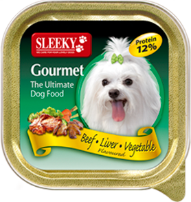 อาหารสุนัข SLEEKY Gourmet รสเนื้อ-ตับ-ผัก - อาหารหมาเล็ก