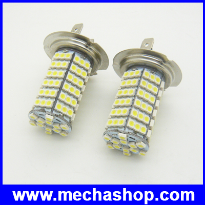 หลอดไฟตัดหมอก สปอร์ตไลท์ 1คู่ H7 120LED 3528 SMD Super White Fog Lamp Light DC 12V