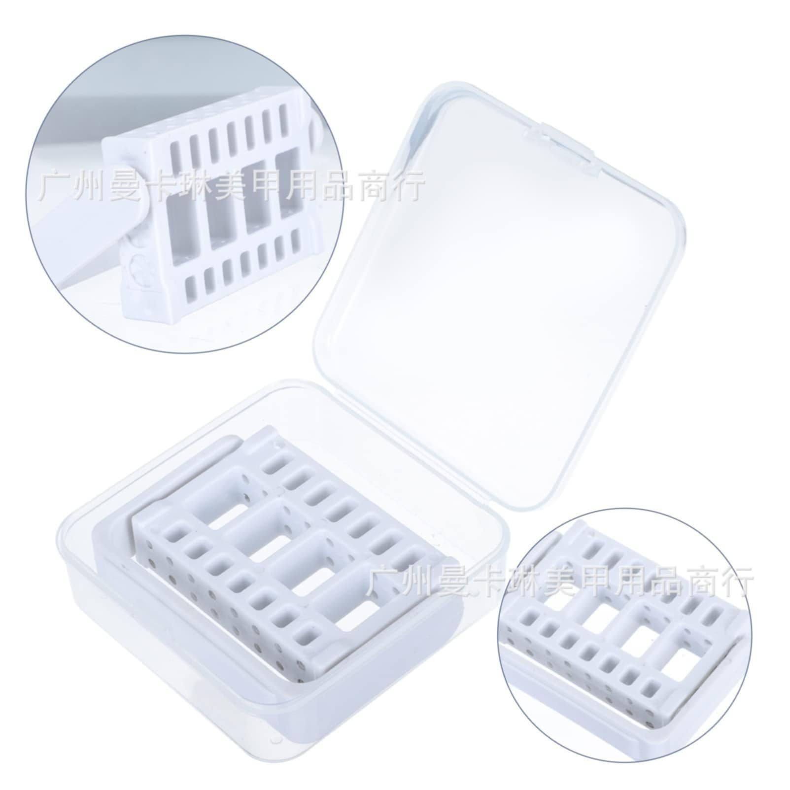 กล่องเก็บดอกเจียรทำเล็บ ที่เก็บหัวดอกเจียร กล่องใส่หัวเจียรเล็บ 16ช่อง พร้อมกล่องใสพกพา