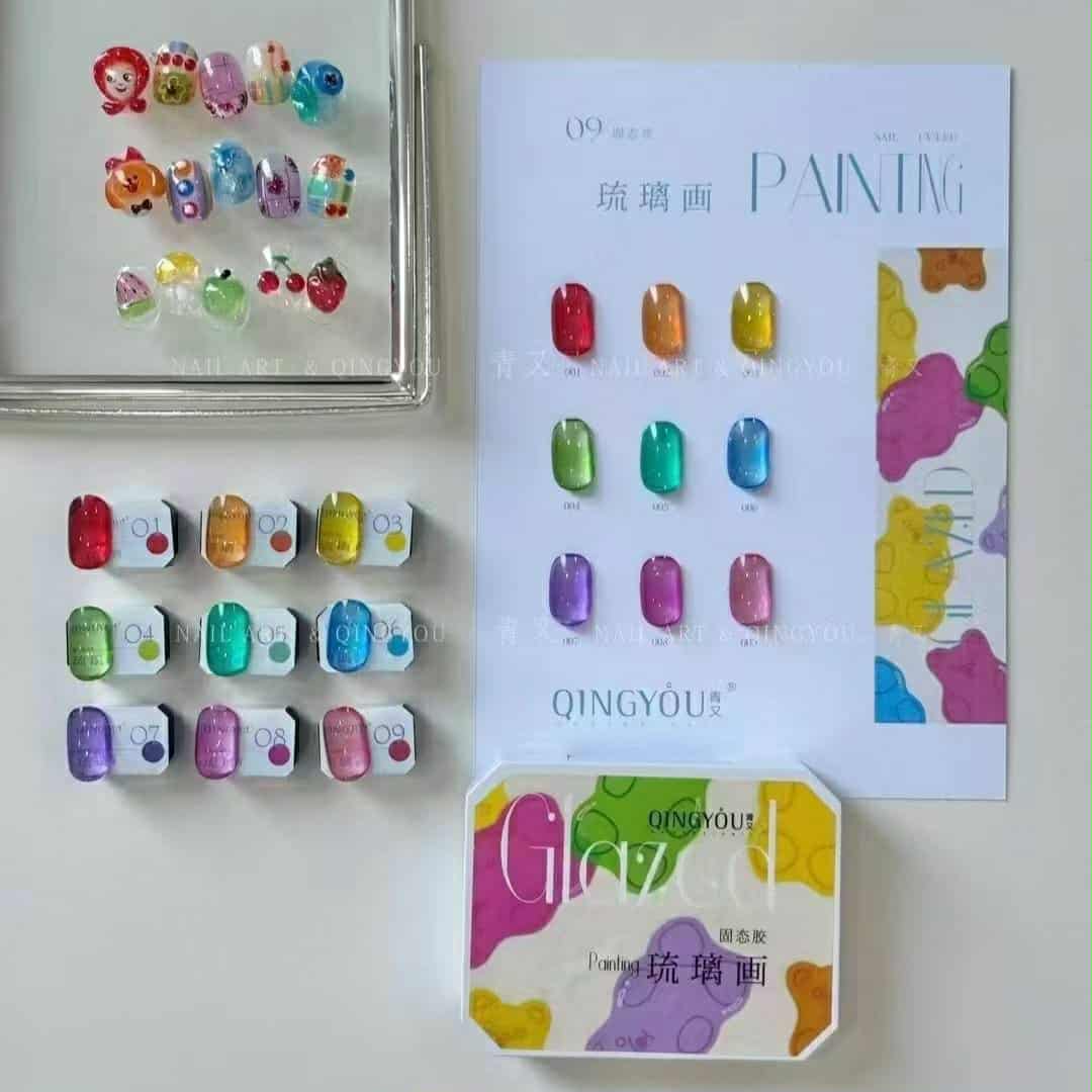 เจลเพ้นท์เล็บ เจลไซหรับ QINGYOU GLAZED สีลูกกวาด เนื้อแก้วใส วาวฉ่ำ