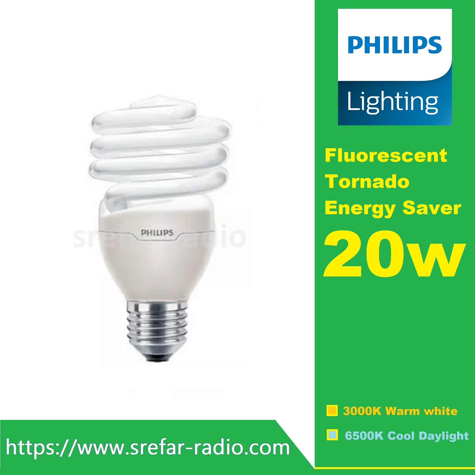 PHILIPS Fluorescent Tornado Energy Saver หลอดตะเกียบ E27 20W