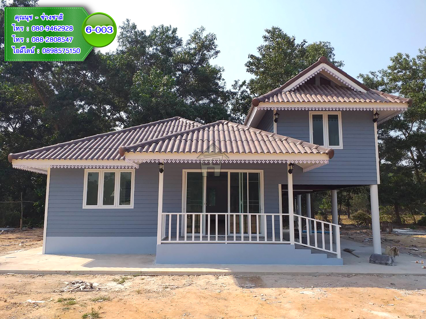 6-003 บ้านน็อคดาวน์ทรงปั้นหยาผสมมะนิลา