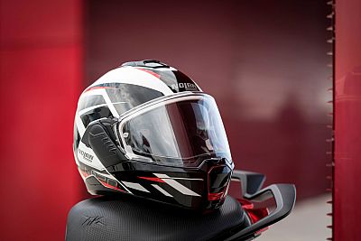 NOLAN FLIP-BACK HELMETS หมวกกันน็อค ยกคางไปด้านหลัง รุ่น N120-1 ▫️ Nightlife ▫️ White Red Metal Black (27)