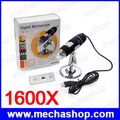 กล้องไมโครสโคป Universal USB 1600X 8 LED Digital Microscope Endoscope Magnifier Camera + Stand Holder 1280x1024