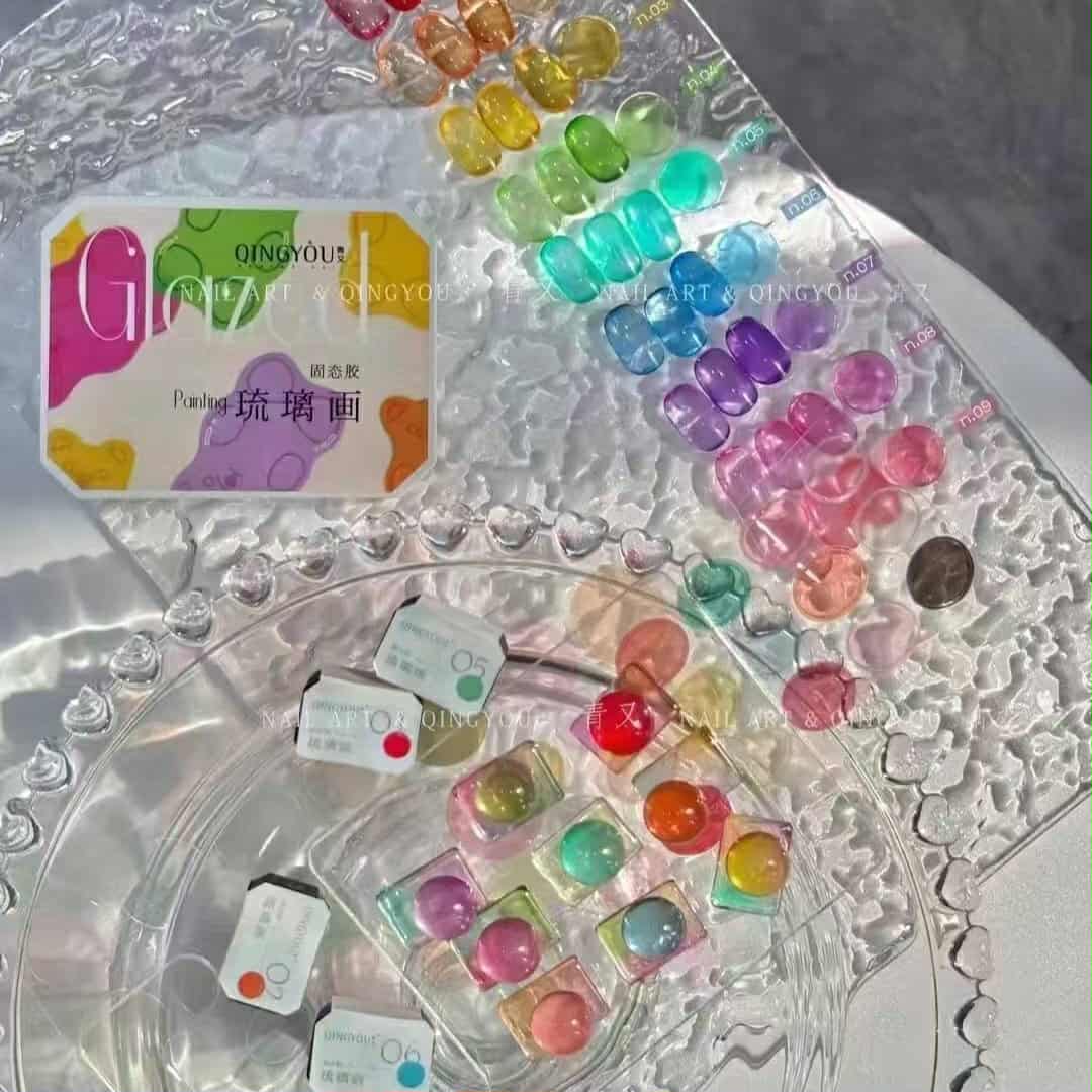 เจลเพ้นท์เล็บ เจลไซหรับ QINGYOU GLAZED สีลูกกวาด เนื้อแก้วใส วาวฉ่ำ