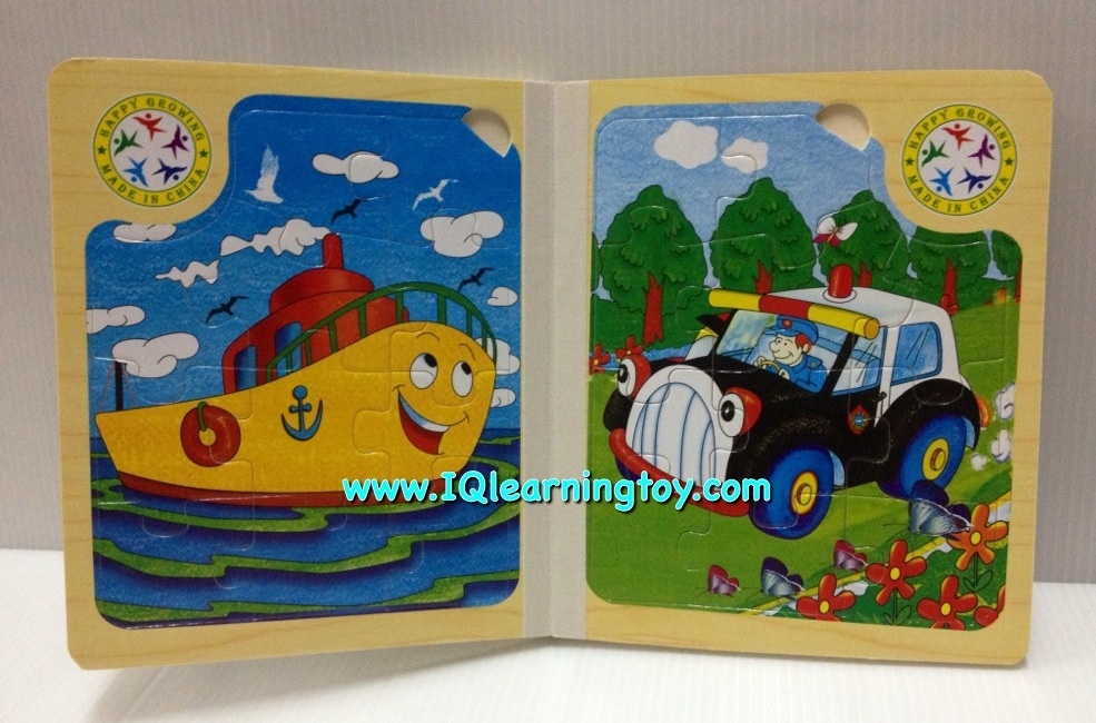 หนังสือไม้ -2 in1 หนังสือไม้พร้อมเป็นตัวต่อจิ๊กซอว์รูปภาพยานพาหนะต่างๆชุด1 ในเล่มมี 6 ภาพ งานไม้คุณภาพดี รูปภาพสีสันสวยงาม ฝึกสมอง ฝึกสมาธิค่ะ ส่งฟรี