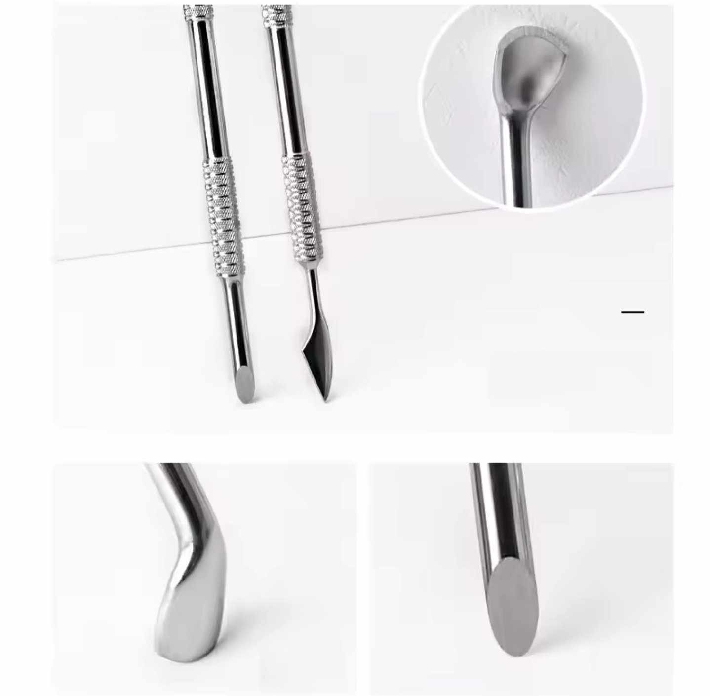 ไม้ดันหนัง2หัว แบบเฉียง แบบเกือกม้า ที่แซะเล็บ วัสดุสแตนเลสคุณภาพ