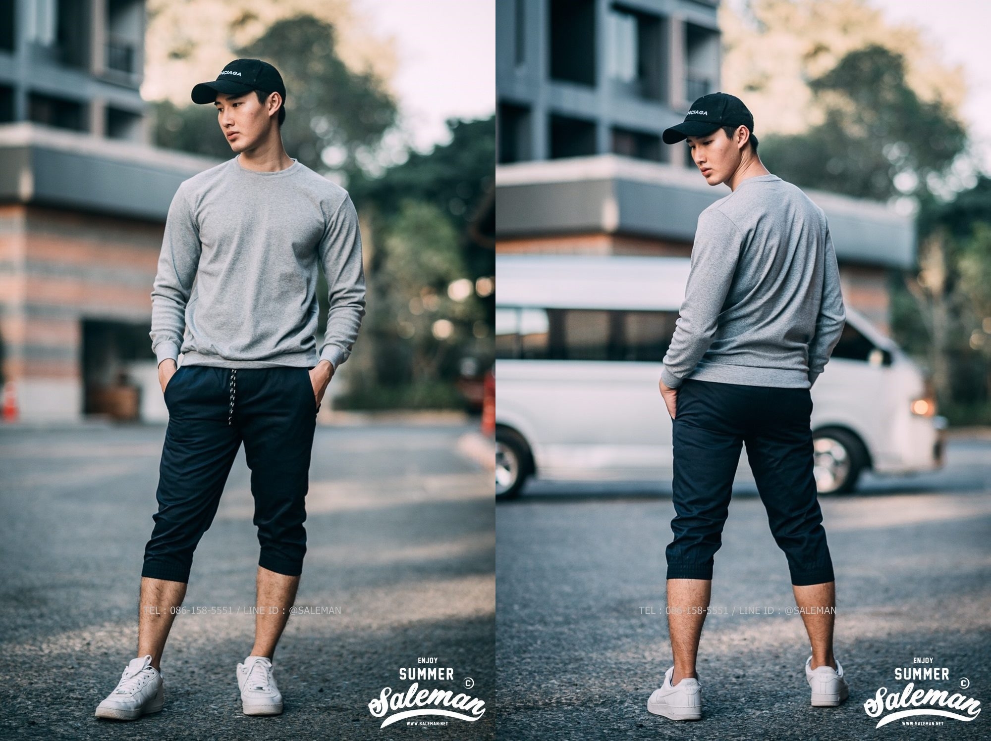 กางเกงสามส่วน พรีเมี่ยม ผ้า COTTON รหัส SST 312 สีกรม