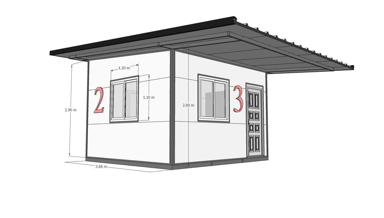 บ้านพักพนักงาน ขนาด3.60 x4.00 เมตร สามโคก