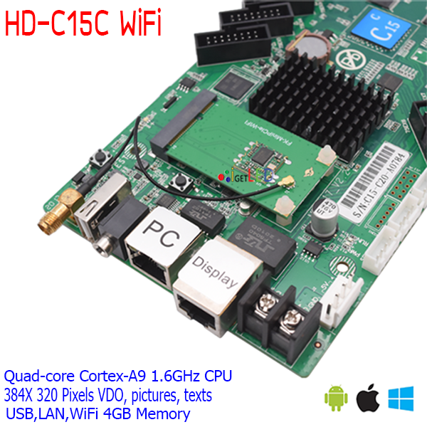 แผงควบคุมจอฟูลคัลเลอร์ HD-C16C Full color controller (Audio output+LAN +USB Port+WiFi) Android,IPhone