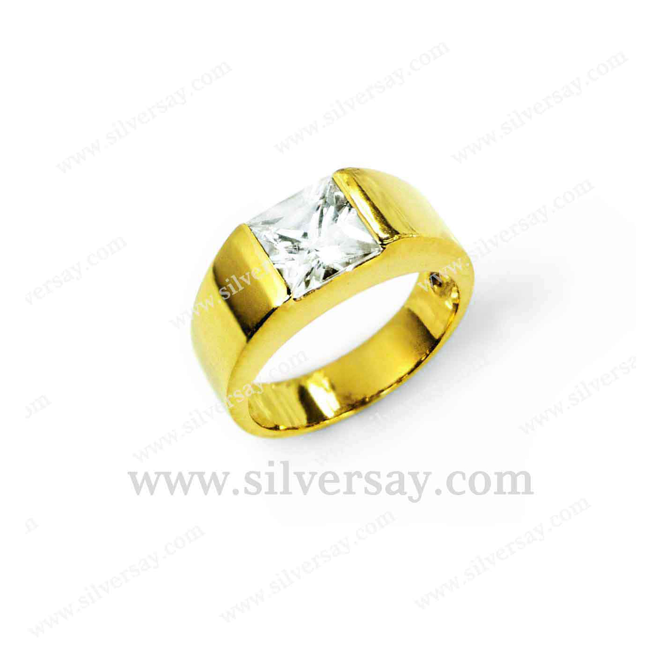 แหวนเพชรสวิสทรงสี่เหลี่ยมพริ้นเซสคัท 7x7 มม./สีทองคำ22k