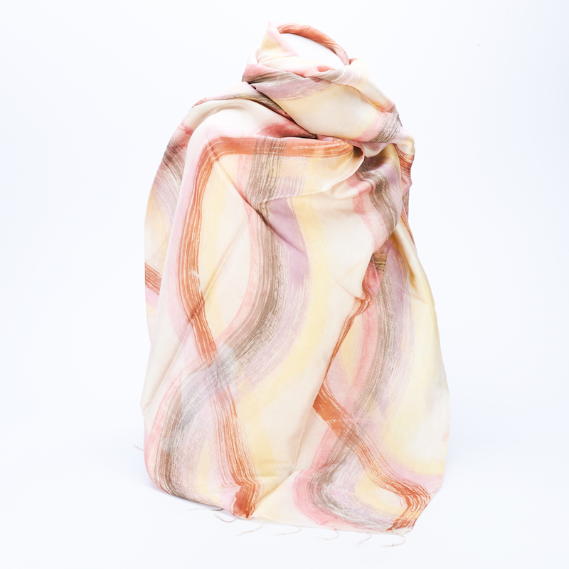 Rukbatik ผ้าคลุมไหล่/ผ้าพันคอ [ลายเครือเถาว์] ผ้าไหม สีตามที่ลูกค้าต้องการ