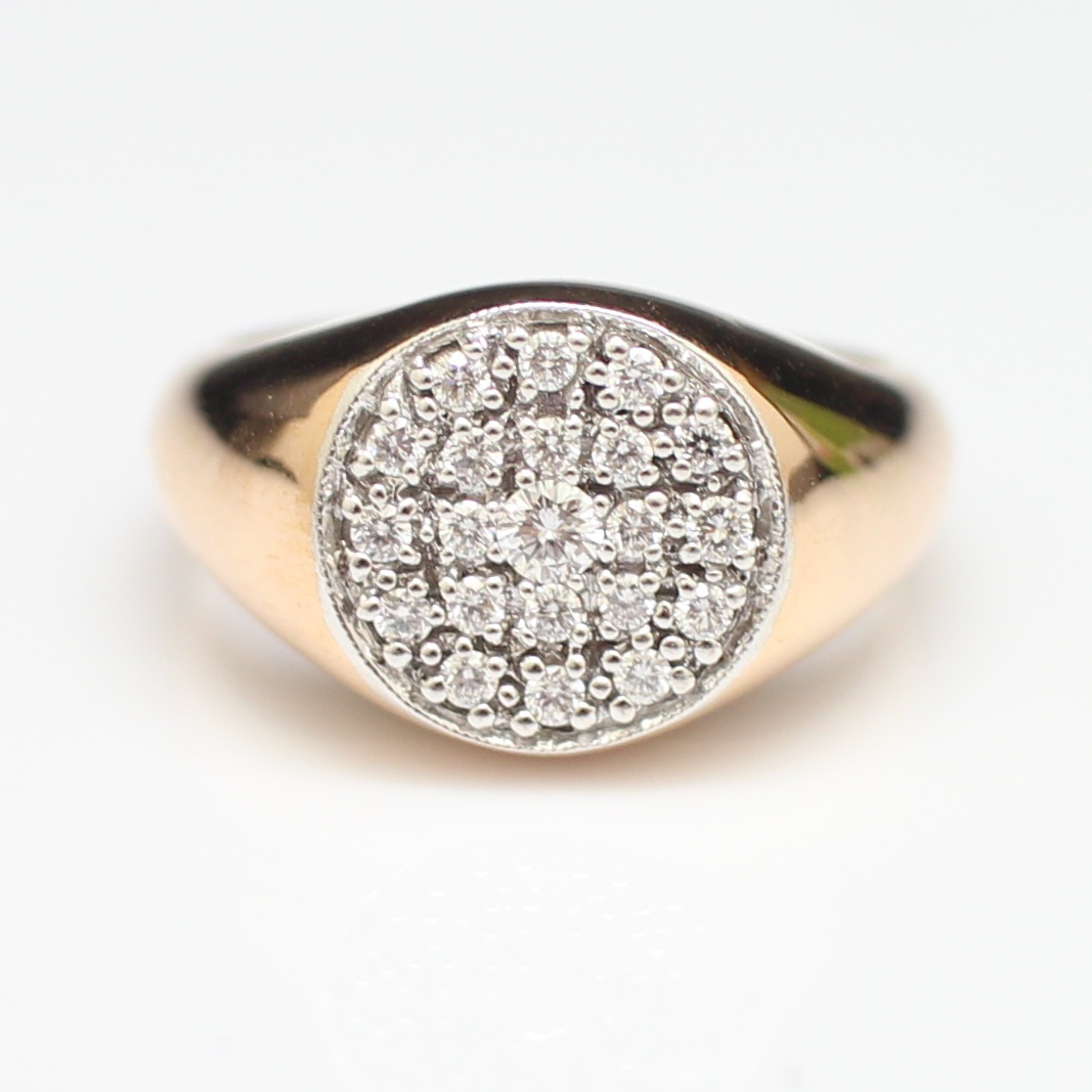 RG250594 แหวนเพชรกระจุก เพชรเม็ดกลาง 0.07 กะรัต เพชรล้อม 0.25 กะรัต Pinkgold 18k นน.รวม 5.69 กรัม ขนาดแหวน 52