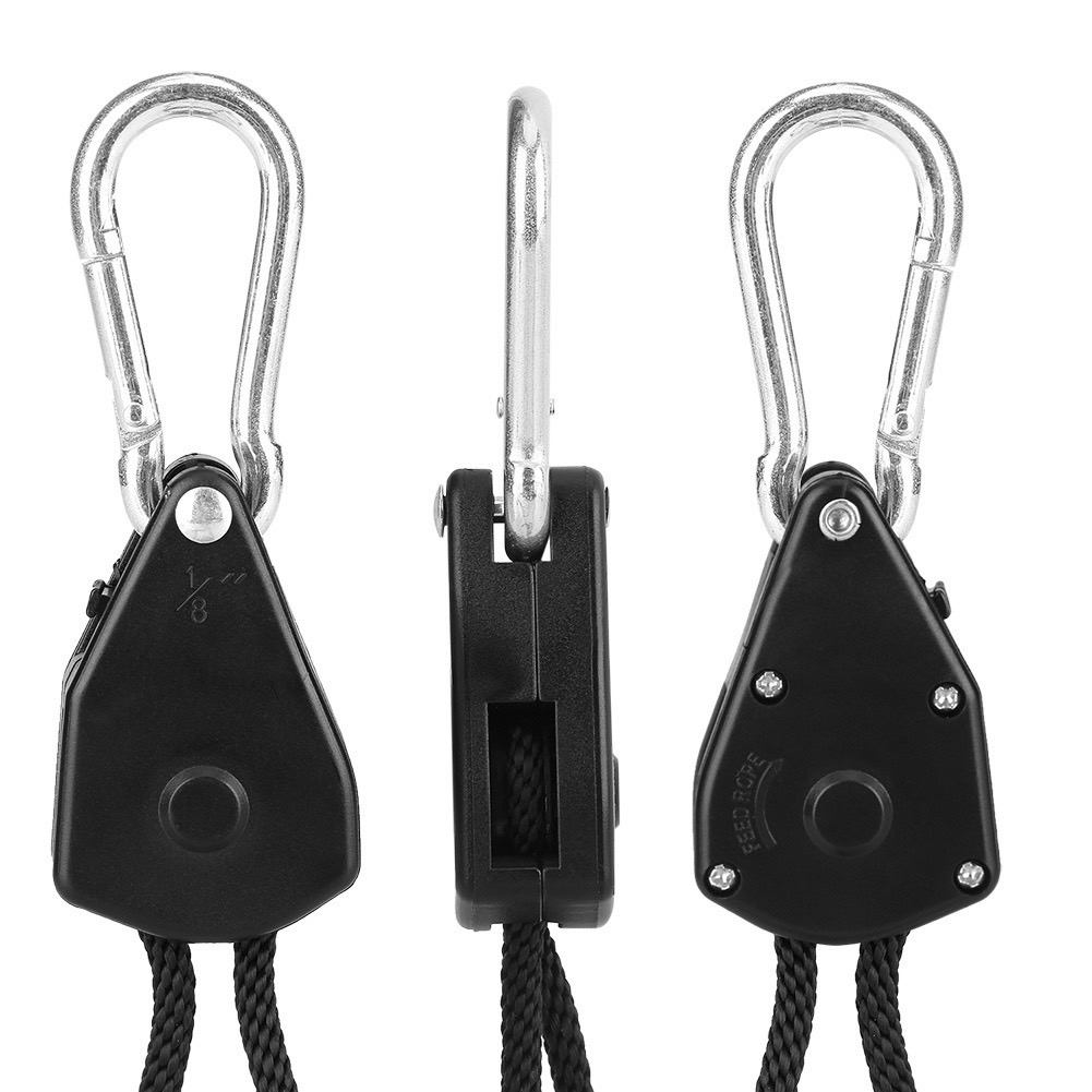 (1 ชิ้น) รอกแขวนไฟปรับระดับอย่างดี ตะขอโลหะแข็งแรง รับน้ำหนักสูงสุด 68 KG. Rope Ratchet Hanger