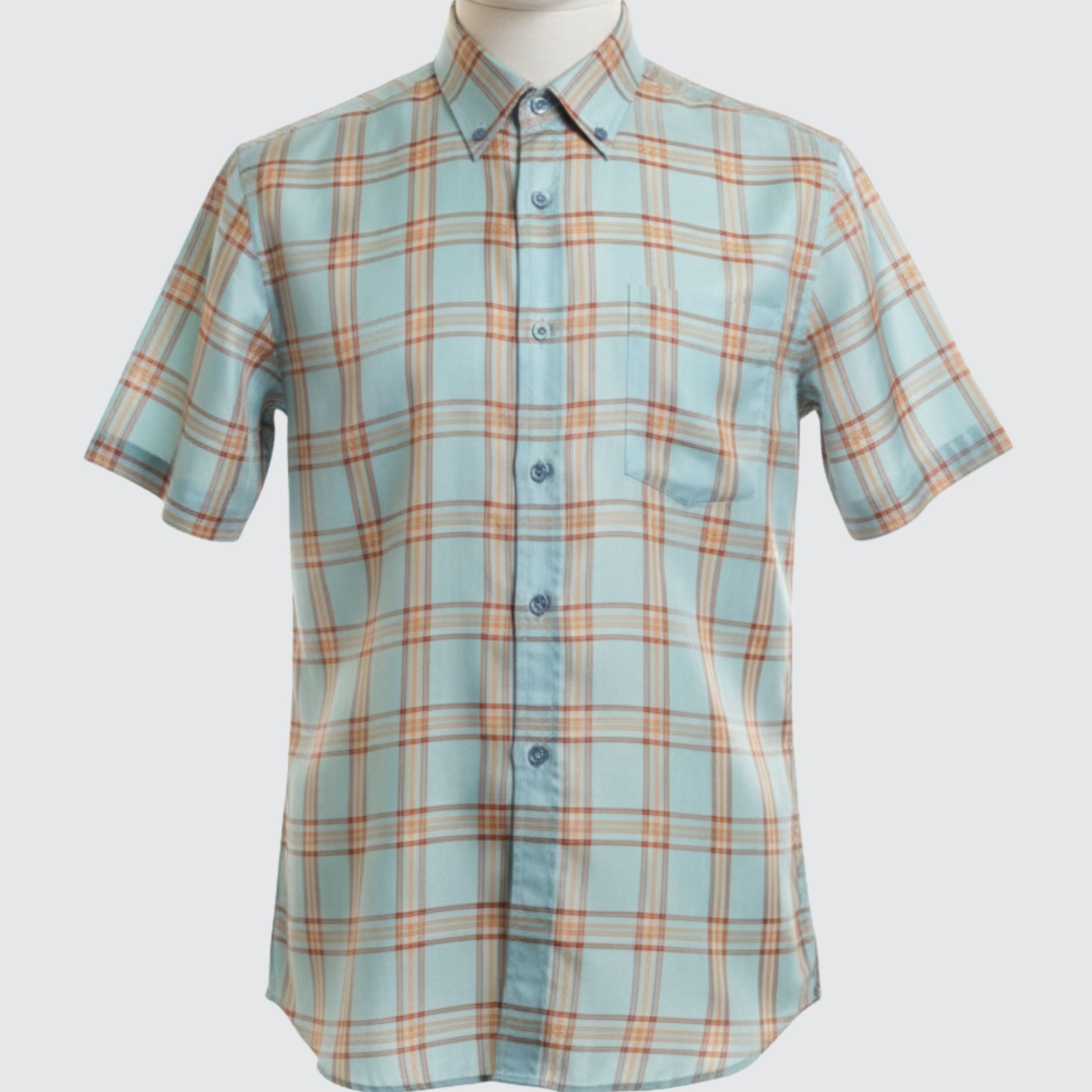 เสื้อเชิ้ต แขนสั้น ไหมลายสก็อต | ตัดเย็บตามรูปร่าง | เลือกสีผ้า ส่งไซส์ได้