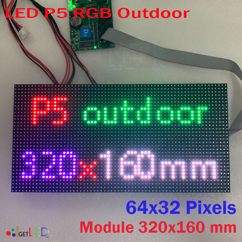 LED P5 OUTDOOR RGB โมดูลสีเต็มจอแสดงผล LED 64x32 พิกเซลแผง Dot Matrix จอแสดงผล P5 SMD RGB โมดูล