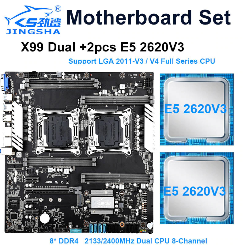 Set JINGSHA X99 Dual CPU + E5-2620 v3