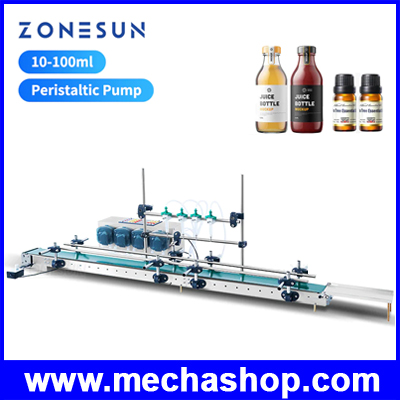 เครื่องบรรจุของเหลวอัตโนมัติ 4 หัวจ่าย ZS-DTPP100C4 small automatic 4 nozzles peristaltic pump liquid Filling machine (สินค้า Pre-Order)