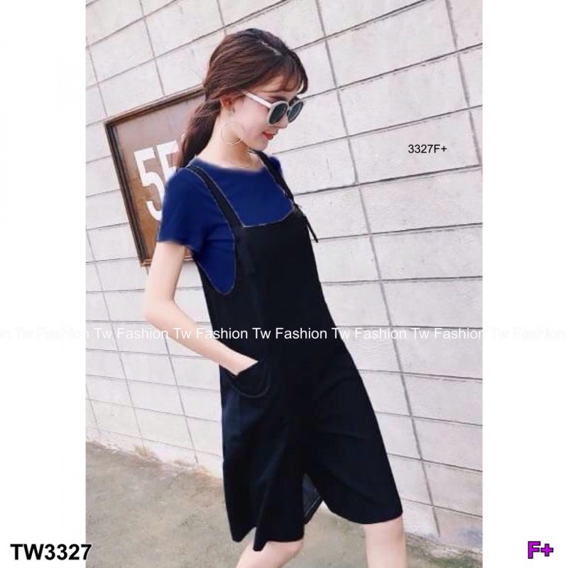 เซท เสื้อยืดแขนสั้น กับเอี๊ยมขาบาน 4 ส่วน TW3327