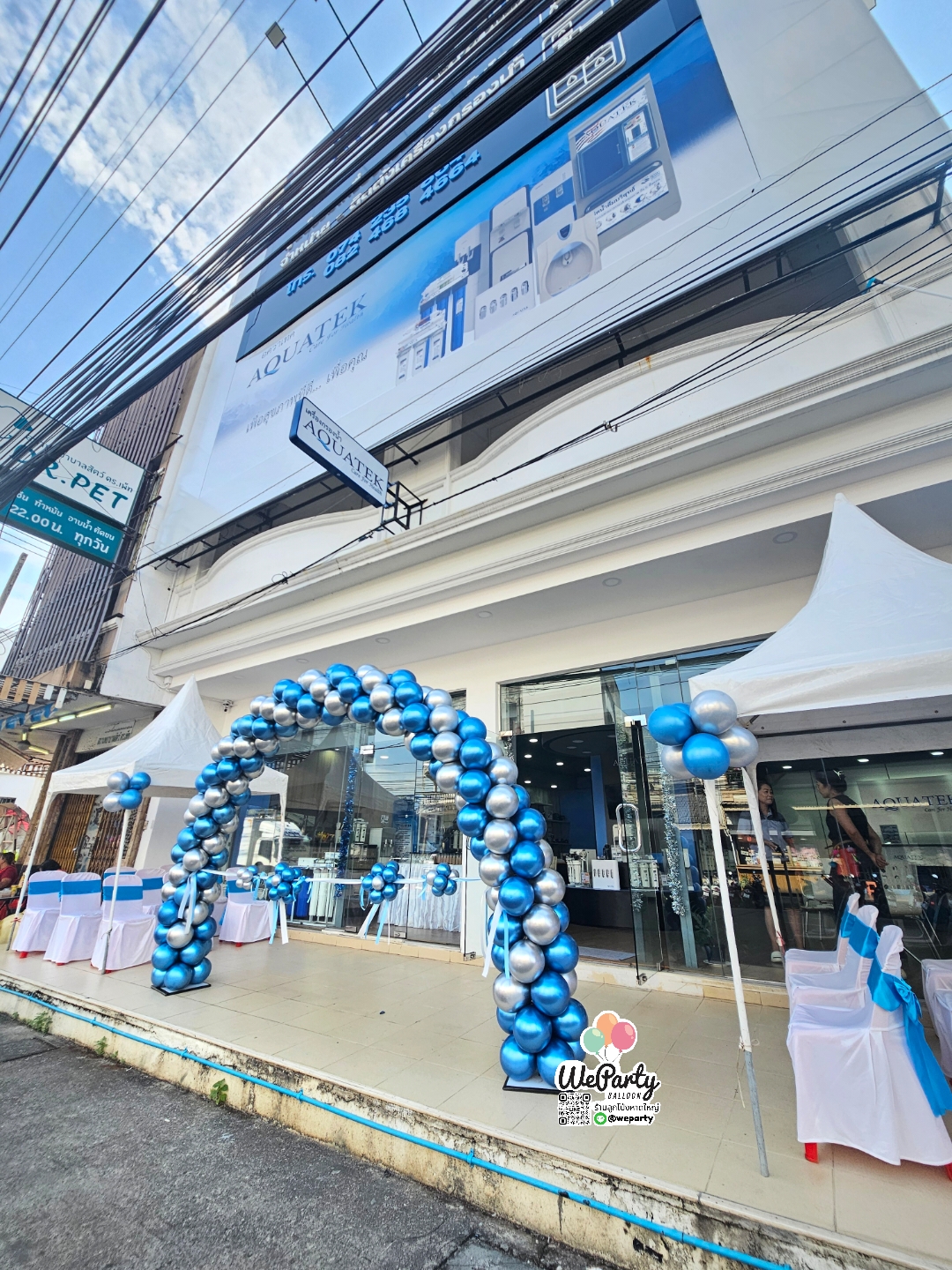 ซุ้มโค้งเปิดร้าน สีโครมหรู Balloon Arch Grand Opening (+เพิ่มริบบิ้นพิธีเปิดและกรรไกรตัดริบบิ้น1ชุด ฿700)(สนใจสั่งซื้อผ่าน Line: @weparty)