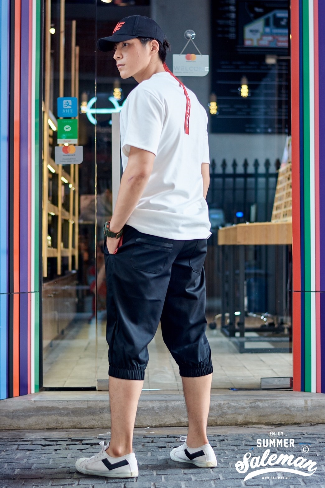 กางเกงขาสามส่วนCOTTON รหัส SS 315 RB สีดำ