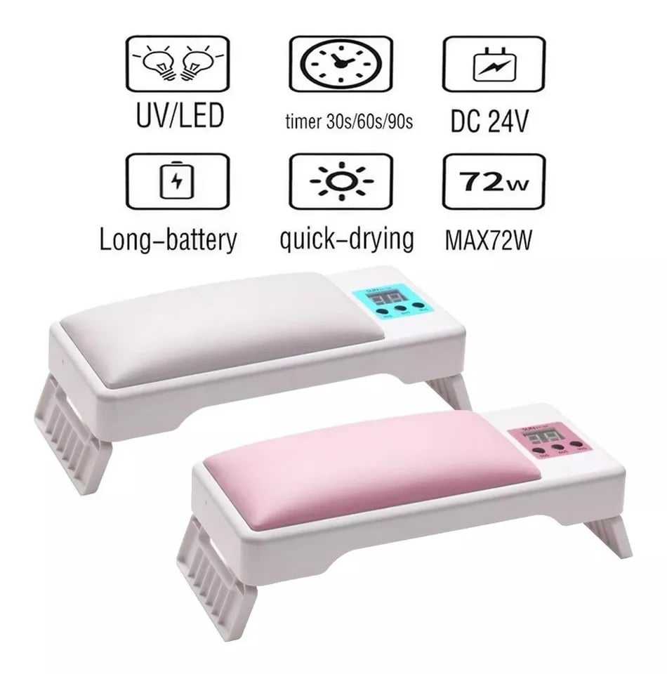 เครื่องอบเล็บเจล UV/LED แบบมีหมอนรองมือในตัว 72w