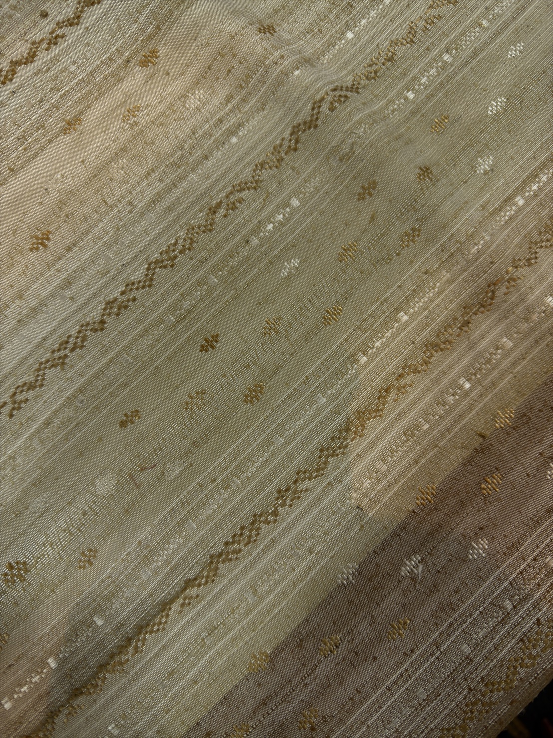 ซิ่นขิดไหม ต่อหัว ต่อเชิง ขนาด1x2เมตร สีเหลืองครีม รหัส R4F-155-1246819